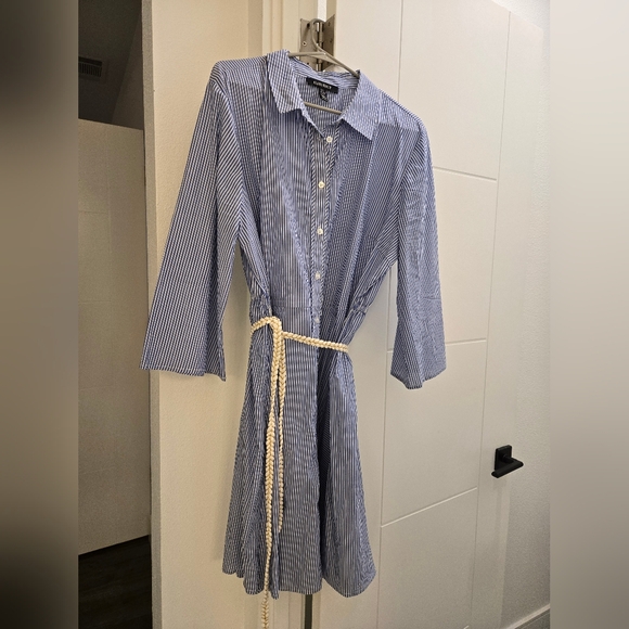Ellen Tracy Blue and White Striped Dress - Picture 1 of 3